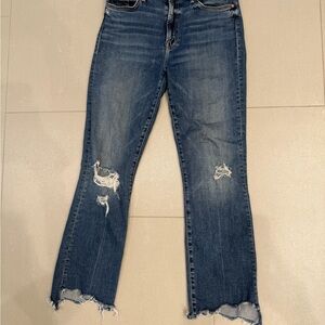 MOTHER distressed knee frayed hem Jean